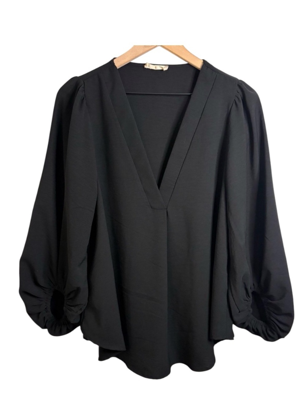 Altar’d State Black V-Neck Puff Sleeve Blouse
